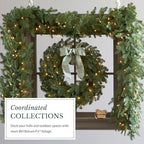 BH Balsam Fir Christmas Wreath - Premium True Needle Front Door Wreath with LED Clear Lights Available in 26", alternate view