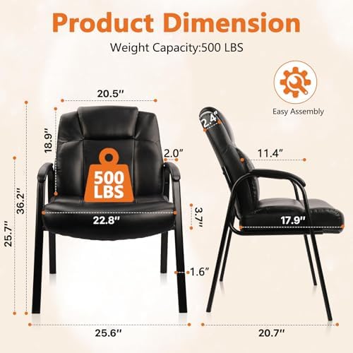 Big & Tall 500 lb. Guest Chair, Leather Reception Chairs with Padded Arm Rest for Waiting Room Office Home and, alternate