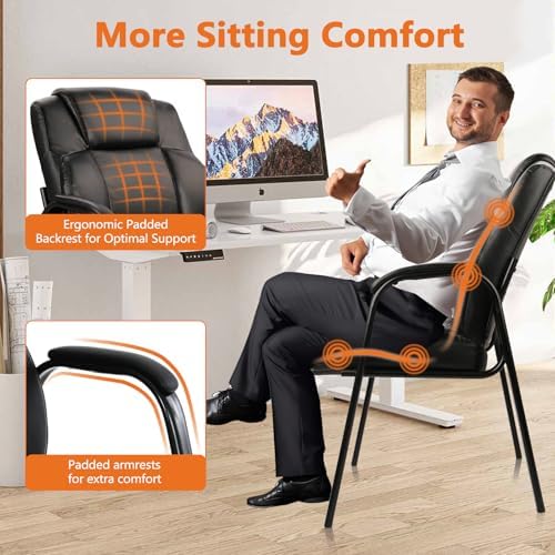 Big & Tall 500 lb. Guest Chair, Leather Reception Chairs with Padded Arm Rest for Waiting Room Office Home and, alternate