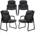 Big & Tall 500 lb. Guest Chair, Leather Reception Chairs with Sled Base and Padded Arm Rest for Waiting Room
