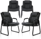 Big & Tall 500 lb. Guest Chair, Leather Reception Chairs with Sled Base and Padded Arm Rest for Waiting Room