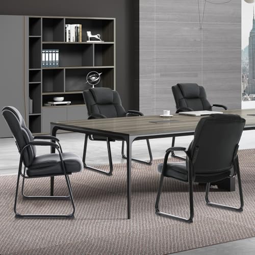 Big & Tall 500 lb. Guest Chair, Leather Reception Chairs with Sled Base and Padded Arm Rest for Waiting Room, alternate view