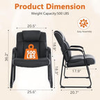 Big & Tall 500 lb. Guest Chair, Leather Reception Chairs with Sled Base and Padded Arm Rest for Waiting Room, alternate view