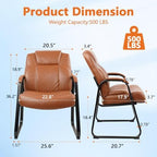 Big & Tall 500 lb. Guest Chair, PU Leather Office Reception Chairs with Sled Base, Desk Chair No Wheels for, alternate view 3