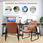 Big & Tall 500 lb. Guest Chair, PU Leather Office Reception Chairs with Sled Base, Desk Chair No Wheels for, alternate view 4