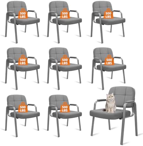 Big & Tall 500 lbs Waiting Room Guest Chair, Leather Office Reception Chair No Wheels with Padded Arms for