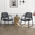 Big & Tall Waiting Room Guest Chair with Bonded Leather Padded Arm Rest and Sled Base for Office Reception Lobby, alternate