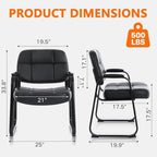Big & Tall Waiting Room Guest Chair with Bonded Leather Padded Arm Rest and Sled Base for Office Reception Lobby, alternate