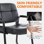 Big & Tall Waiting Room Guest Chair with Bonded Leather Padded Arm Rest and Sled Base for Office Reception Lobby, alternate