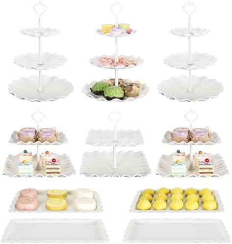 Biodegradable Cupcake Stand Holder, Dessert Table Display Set, Treat Table Candy Cake Desert Tiered Tray, 3 Tier