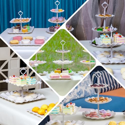 Biodegradable Cupcake Stand Holder, Dessert Table Display Set, Treat Table Candy Cake Desert Tiered Tray, 3 Tier, alternate