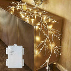 Birch Garland with Lights 6FT 48 LED Battery Operated, Lighted Twig Vine with Timer for Christmas Home Fireplace