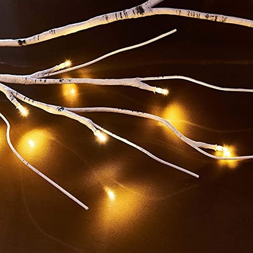 Birch Garland with Lights 6FT 48 LED Battery Operated, Lighted Twig Vine with Timer for Christmas Home Fireplace, alternate