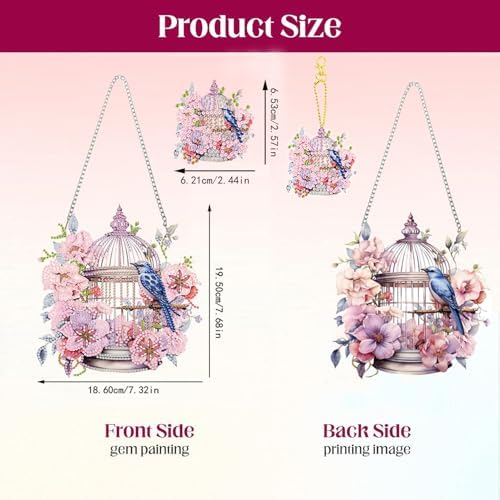 Birdcage Diamond Painting Double-Sided Hanging Ornament Set, DIY Irregular Shaped Rhinestone Window Decoration, alternate