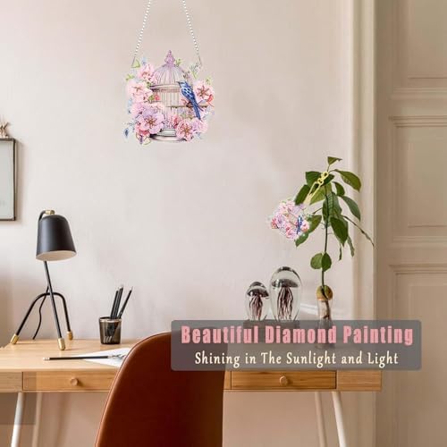 Birdcage Diamond Painting Double-Sided Hanging Ornament Set, DIY Irregular Shaped Rhinestone Window Decoration, alternate