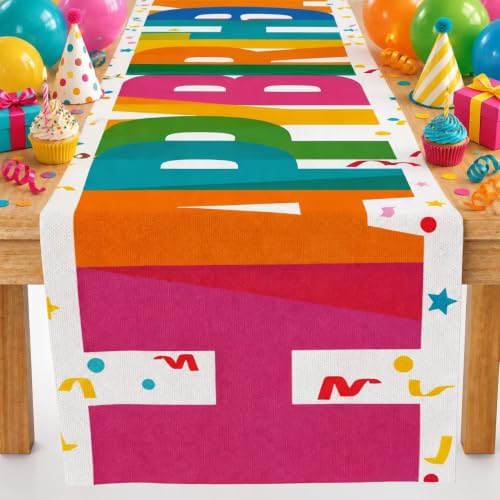 Birthday Decorations - Happy Birthday Table Runner | Happy Birthday Decorations for Home Party Kitchen Dining