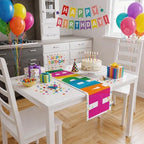 Birthday Decorations - Happy Birthday Table Runner | Happy Birthday Decorations for Home Party Kitchen Dining, alternate view