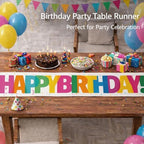 Birthday Decorations - Happy Birthday Table Runner | Happy Birthday Decorations for Home Party Kitchen Dining, alternate view