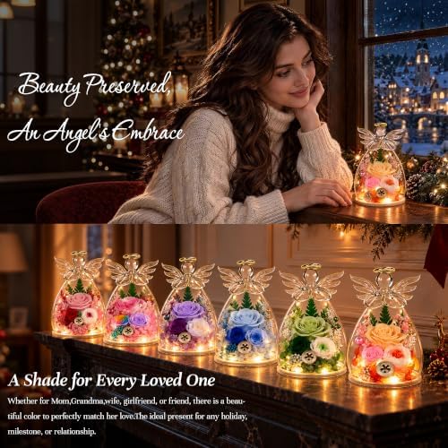 Birthday Gifts for Women, Christmas Rose Gifts for Girlfriend, Preserved Flowers for Delivery Prime, Real Roses, alternate