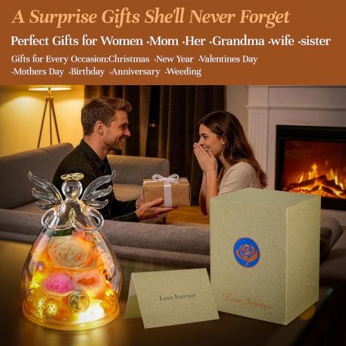Birthday Gifts for Women, Christmas Rose Gifts for Girlfriend, Preserved Flowers for Delivery Prime, Real Roses, alternate