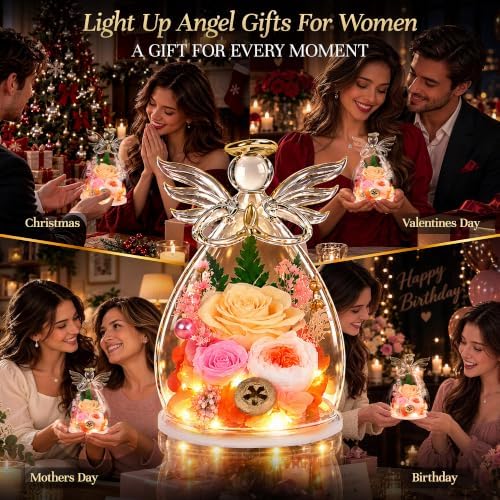 Birthday Gifts for Women, Christmas Rose Gifts for Girlfriend, Preserved Flowers for Delivery Prime, Real Roses, alternate