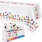 Birthday Party Table Cloth Disposable, 54In X 300Ft Table Cover Roll in 54" x 3600" (Rectangular) in Party