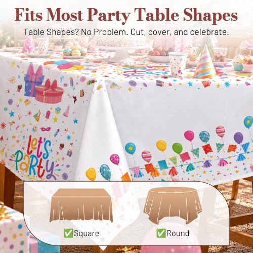 Birthday Party Table Cloth Disposable, 54In X 300Ft Table Cover Roll in 54" x 3600" (Rectangular) in Party, alternate view 5