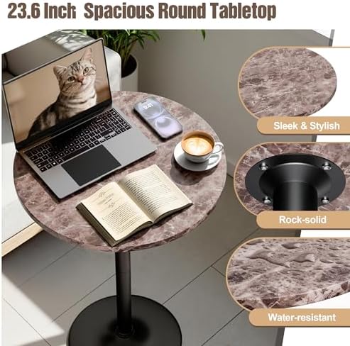 Bistro Pub Table Round Bar Height Cocktail Table for Home Bar, Round Bar Tables for Party, Dining Room, Living, alternate