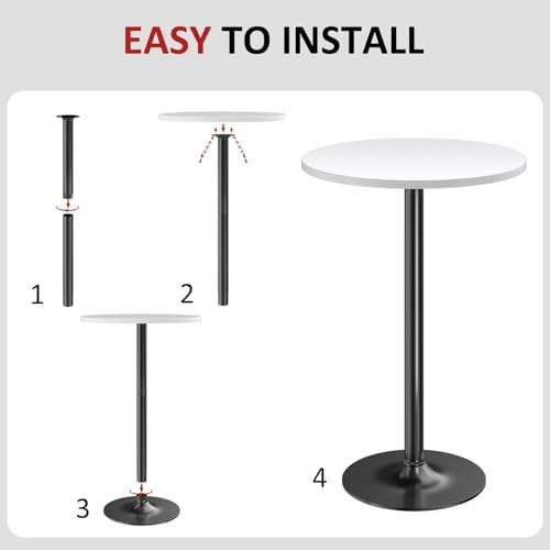 Bistro Pub Table Round Bar Height Cocktail Table for Home Bar, Round Bar Tables for Party, Dining Room, Living, alternate