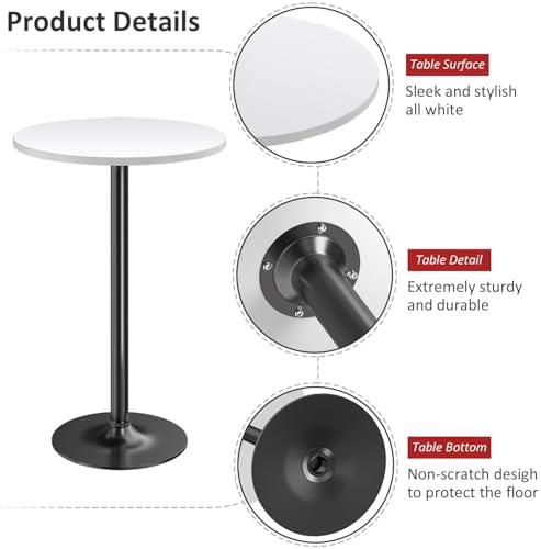 Bistro Pub Table Round Bar Height Cocktail Table for Home Bar, Round Bar Tables for Party, Dining Room, Living, alternate
