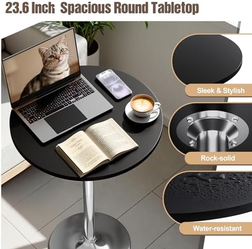 Bistro Pub Table Round Bar Height Cocktail Table for Home Bar, Round Bar Tables for Party, Dining Room, Living, alternate