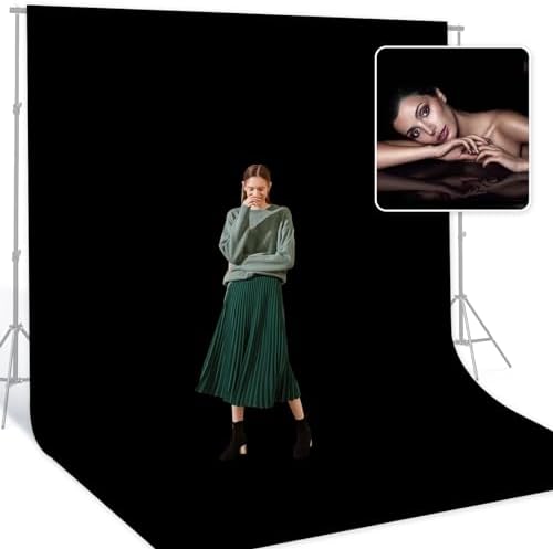 Black 10 x 20 Ft Large Photography Backdrop Screen, Black Non-Reflective Fabric Wrinkle Resistance Photo