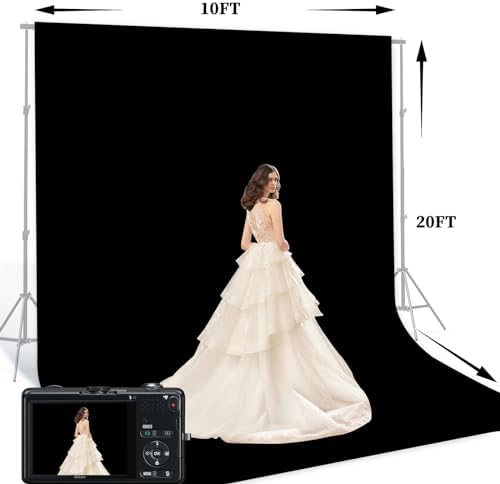 Black 10 x 20 Ft Large Photography Backdrop Screen, Black Non-Reflective Fabric Wrinkle Resistance Photo, alternate view 6