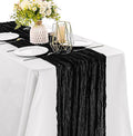Black 10FT Cheesecloth Table Runner Boho Gauze Fabric Table Runner Rustic Sheer Runner for Wedding Bridal Baby