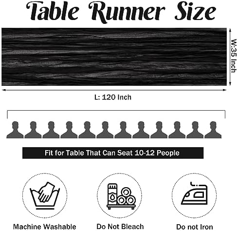Black 10FT Cheesecloth Table Runner Boho Gauze Fabric Table Runner Rustic Sheer Runner for Wedding Bridal Baby, alternate