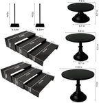 Black 11Pcs Metal Dessert Display Set Round Cake Stand Riser Platter in Black, alternate view 2