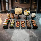 Black 11Pcs Metal Dessert Display Set Round Cake Stand Riser Platter in Black, alternate view 5