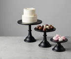Black 11Pcs Metal Dessert Display Set Round Cake Stand Riser Platter in Black, alternate view 6
