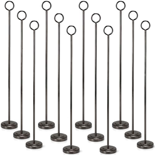Black 12 Pcs Table Number Holders 15 Inch Number Stand Place Card Holder for Photos, Food Signs, Memo Notes
