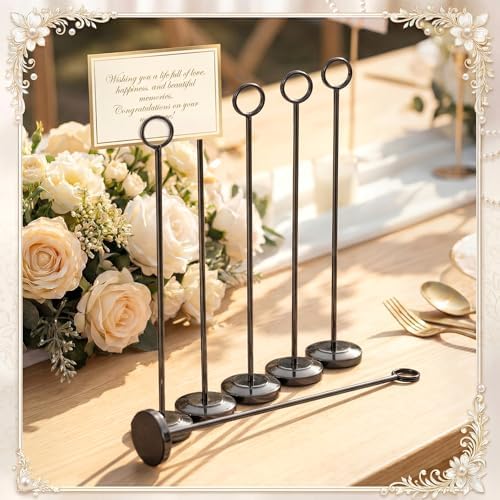 Black 12 Pcs Table Number Holders 15 Inch Number Stand Place Card Holder for Photos, Food Signs, Memo Notes, alternate view 2