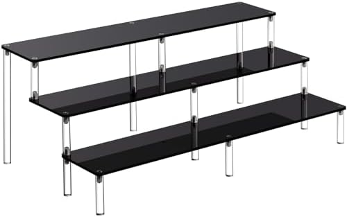 Black 14.8 IN Large Acrylic Perfume Organizer Stand, Clear Display Risers for Perfume, Cologne, Cosmetic