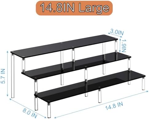 Black 14.8 IN Large Acrylic Perfume Organizer Stand, Clear Display Risers for Perfume, Cologne, Cosmetic, alternate view 2