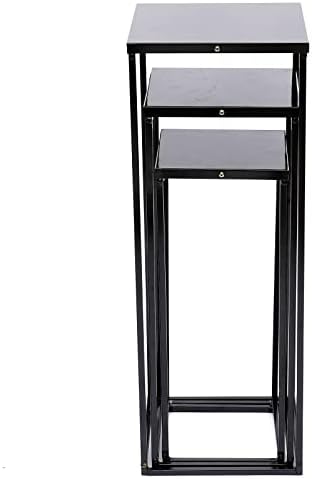 Black 3 Set Metal Stand Plant Stand High Square Rack Flower Holder Living Room & Patio Modern Metal Display, alternate view 5