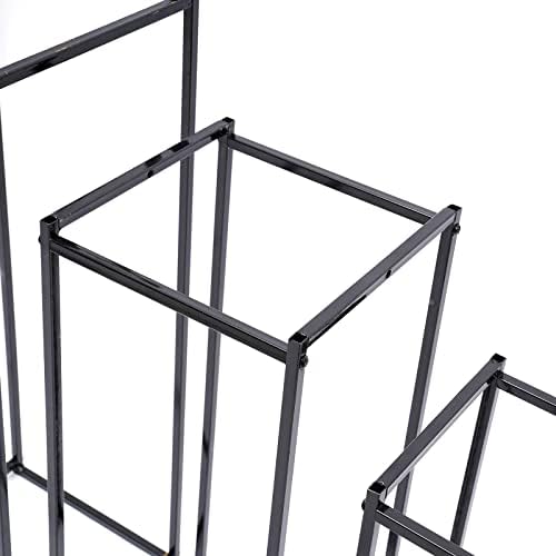 Black 3 Set Metal Stand Plant Stand High Square Rack Flower Holder Living Room & Patio Modern Metal Display, alternate view 6