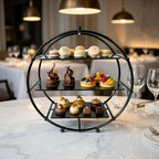 Black 3 Tier Metal Cupcake Stand Tiered Dessert Display Serving Tray in Black, alternate view 3