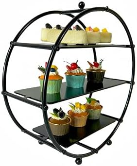 Black 3 Tier Metal Cupcake Stand Tiered Dessert Display Serving Tray in Black, alternate view 6