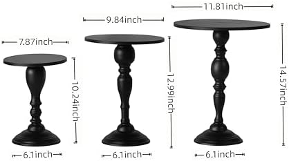 Black 3Pcs Metal Round Vintage Cake Stand Set 10"12" Dessert Display in Black, alternate view 2