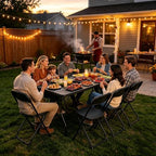 Black 6FT Folding Table with 6 Plastic Folding Chairs for Outside, alternate view 2