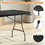 Black 6FT Folding Table with 6 Plastic Folding Chairs for Outside, alternate view 4