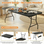 Black 6FT Folding Table with 6 Plastic Folding Chairs for Outside, alternate view 5